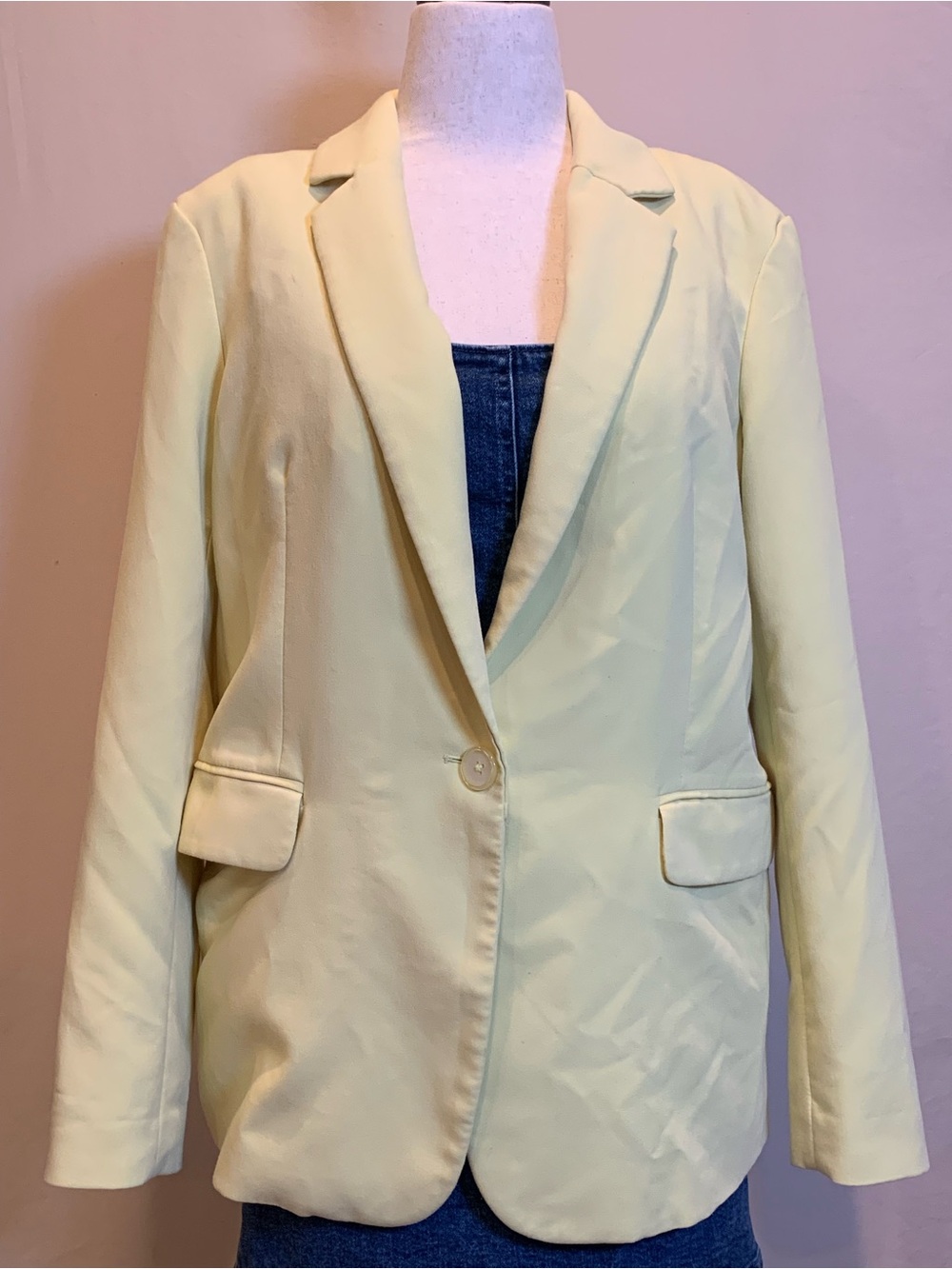 Maeve by Anthropologie Button Back Blazer Yellow Medium - Picture 2 of 9